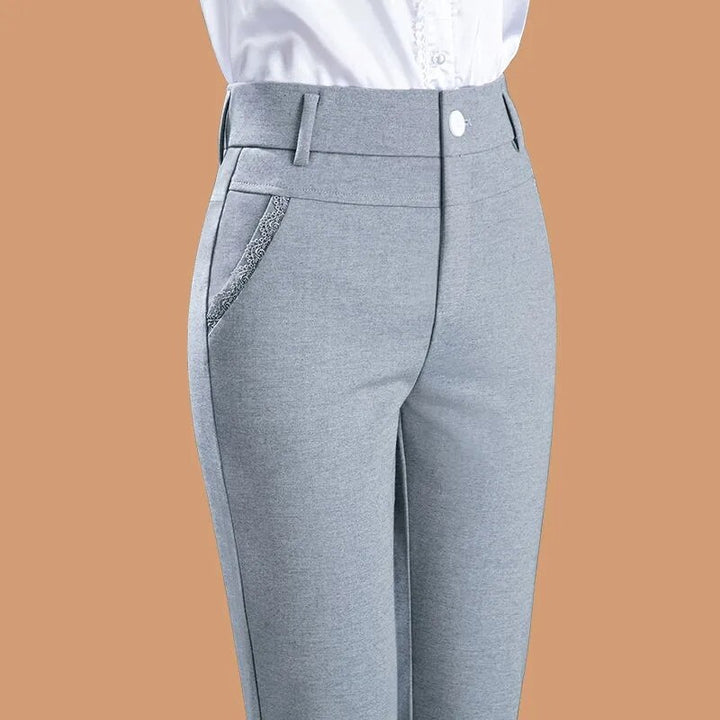 מכנסיים אלגנטיים בגזרת עפרון מבד נמתח ונוח - MESHI
